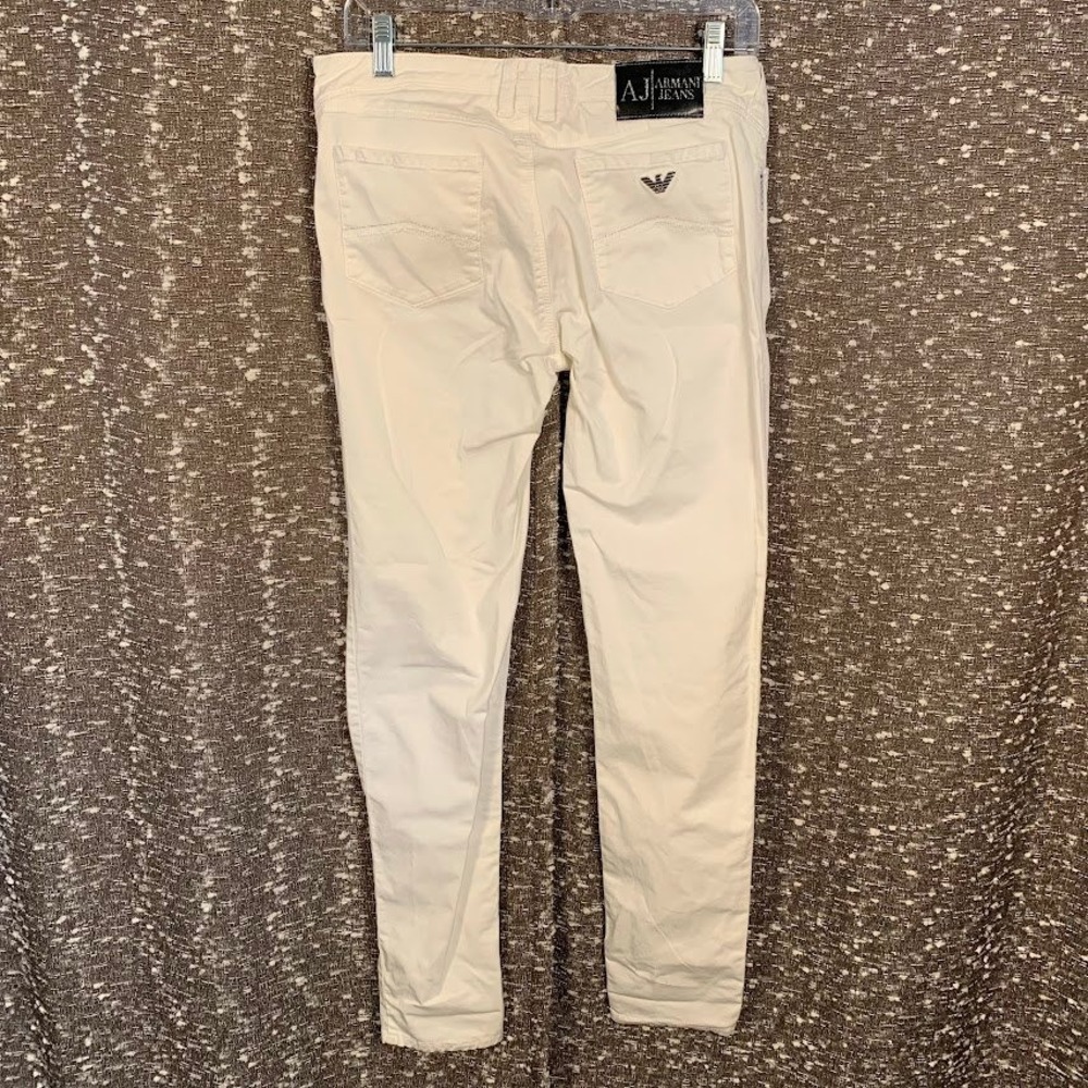 Armani Jeans White Skinny Denim Pants Low Rise Eagle Logo AJ Women's 29